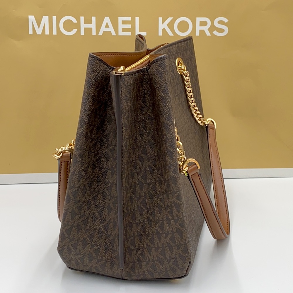 MICHAEL KORS TEAGEN LG LONG DROP SATCHEL BROWN - Picture 6 of 16